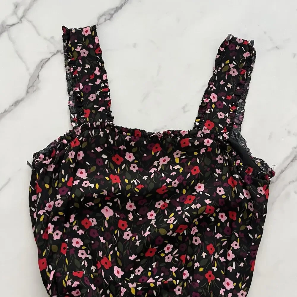Kate Spade Ma Cherie Wide Leg Floral Jumpsuit Size 10 Preppy summer cherry print